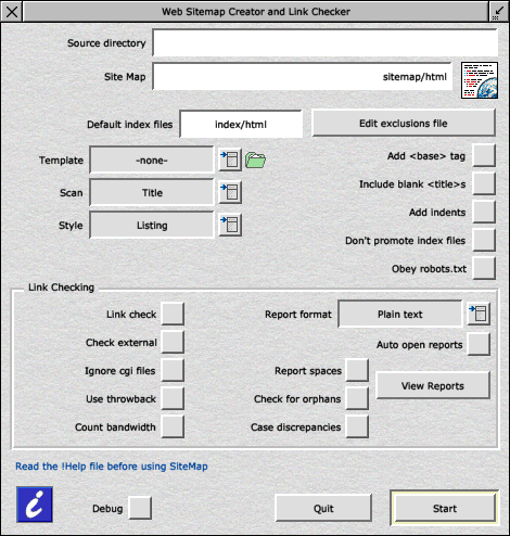 SiteMap main window