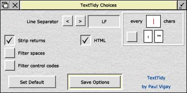 TextTidy choices